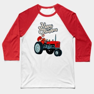 Santa On  tractor Baseball T-Shirt